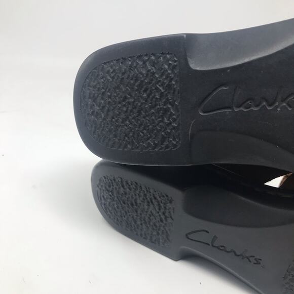 Clarks Brown Tan Leather Huarache Woven Comfort Slides Sandals shoes womens 6 - Picture 9 of 10